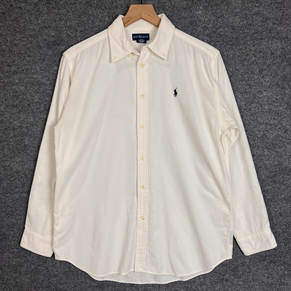 Ralph Lauren Corduroy Shirt Boys XL (20) White Excellent Long Sleeve Button Down